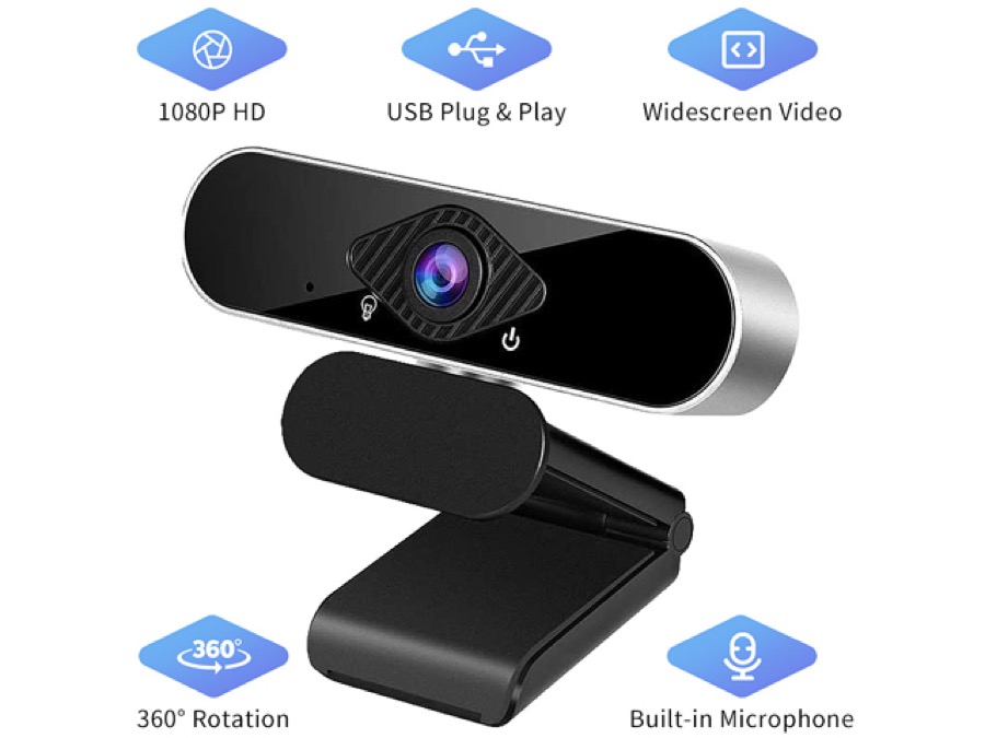 TROPRO Full HD 1080p Webcam, Webcam with Microphone Streaming Computer Web Cam for PC Laptop Desktop 360 Degree Rotation Computer Camera Highly Compatible with Win10/8/8.1/7/XP Linux Mac
