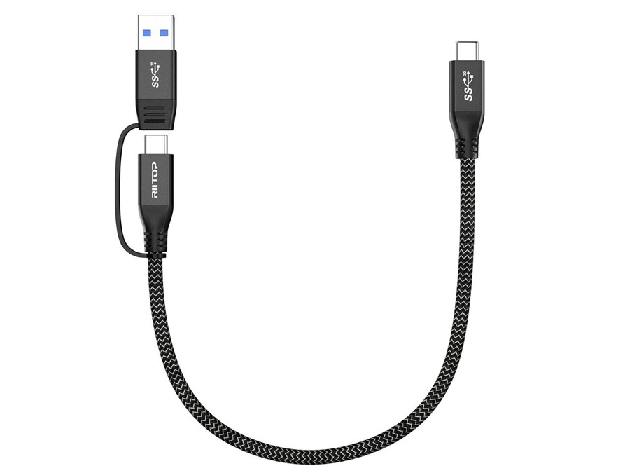 USB 3.2 Type C to USB C Cable 20Gbps 100W 1ft, 2-in-1 USB-A/C to USB-C Fast Charger Charging Cable Cord and Data Sync for Apple MacBook Pro/Air 2020,iPad Pro 2020,Samsung Galaxy S21,Type-C Laptops